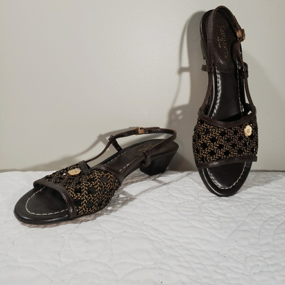 Eric Javits Women's Slingback Brown Leather Sandal